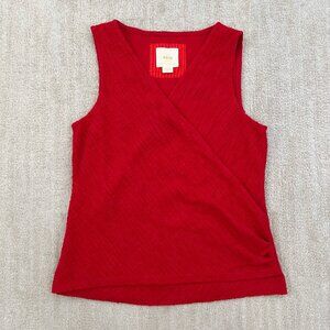 Anthropologie Maeve Red Faux Wrap Sleeveless Knit Tank Top Blouse M